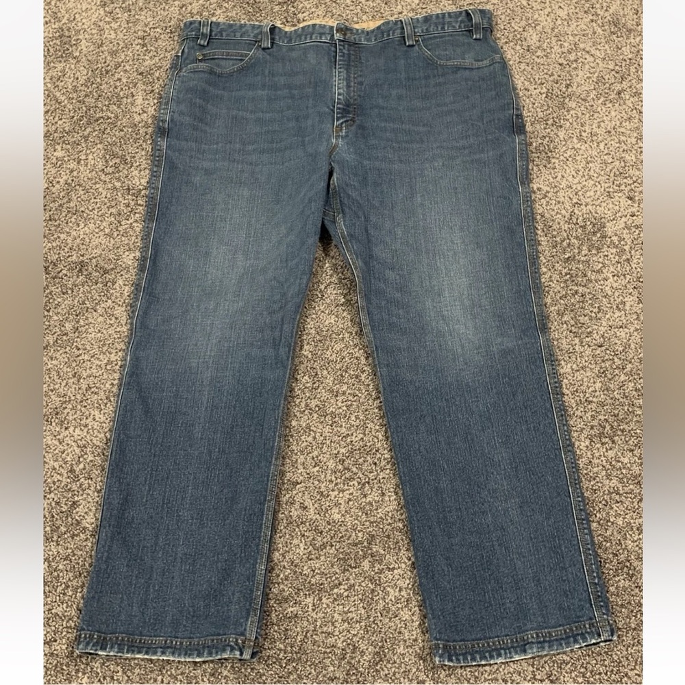 Duluth Trading Co Jeans Men Sz 44x32 Blue Flex Ballroom Relaxed Stretch Distress
